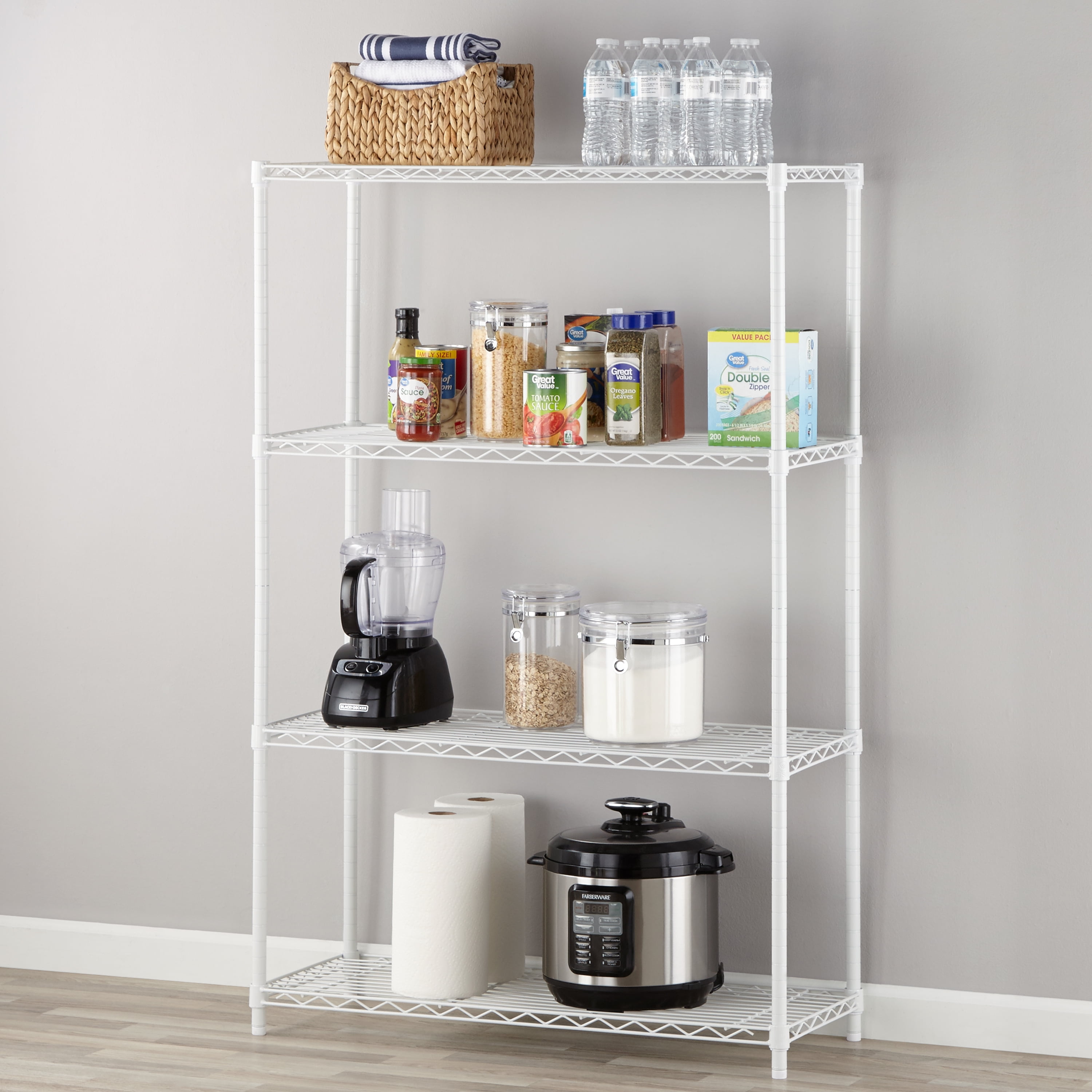 4-Tier Steel Wire Shelving Unit in Black (36 in. W x 54 in. H x 14 in. D)