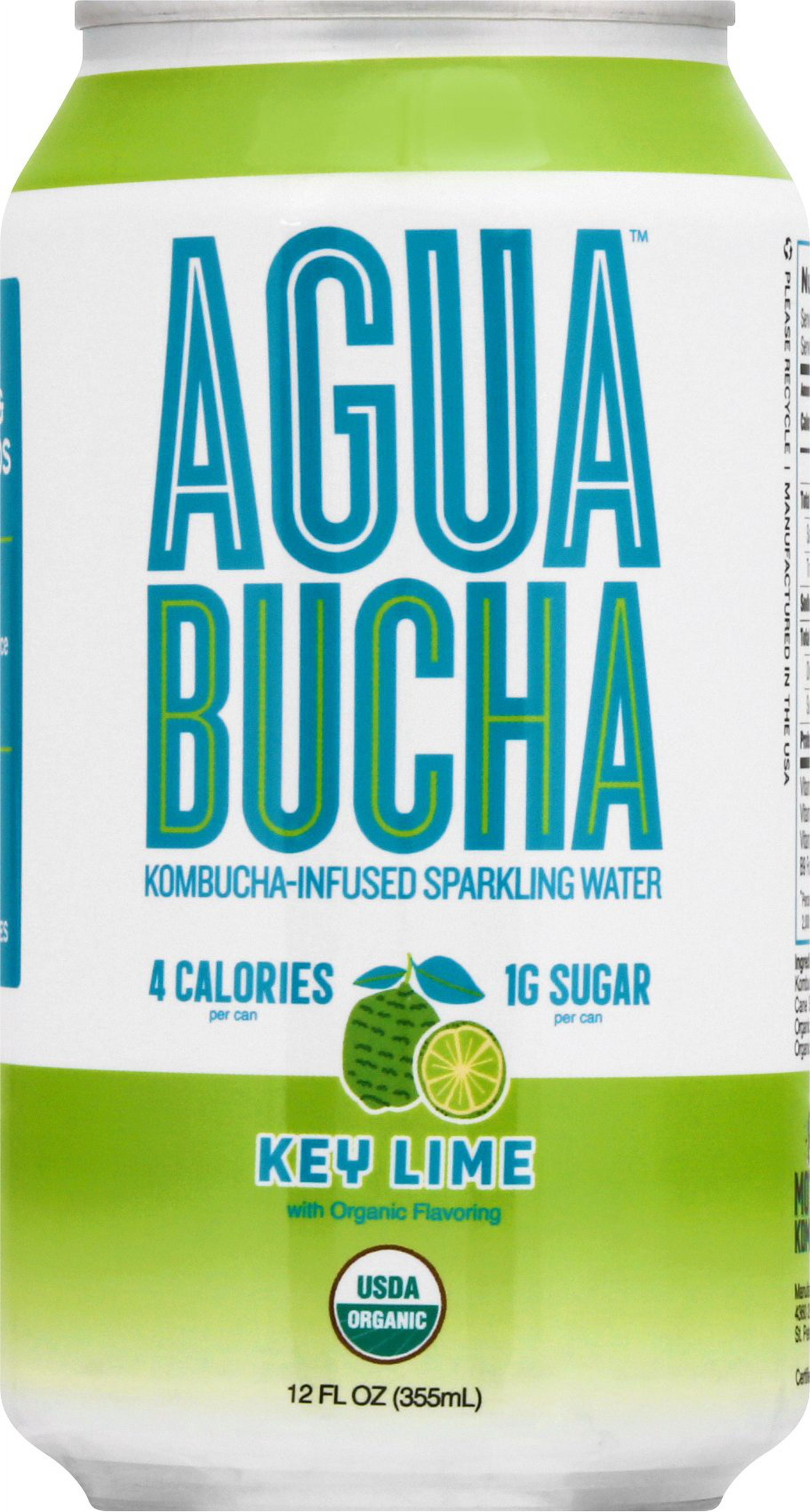 Agua Bucha - Kombucha-Infused Sparkling Water Key Lime, 12 Fo (Pack of 12)
