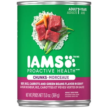 IAMS PROACTIVE  Chunks in Gravy Beef, Rice, Carrot & Green Bean Wet Dog Food, 13 oz. Can
