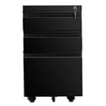 thumbnail image 3 of Home Office Sliding Rail Drawers File Storage Steel Movable File Cabinet with Keys & Casters, 3 of 8