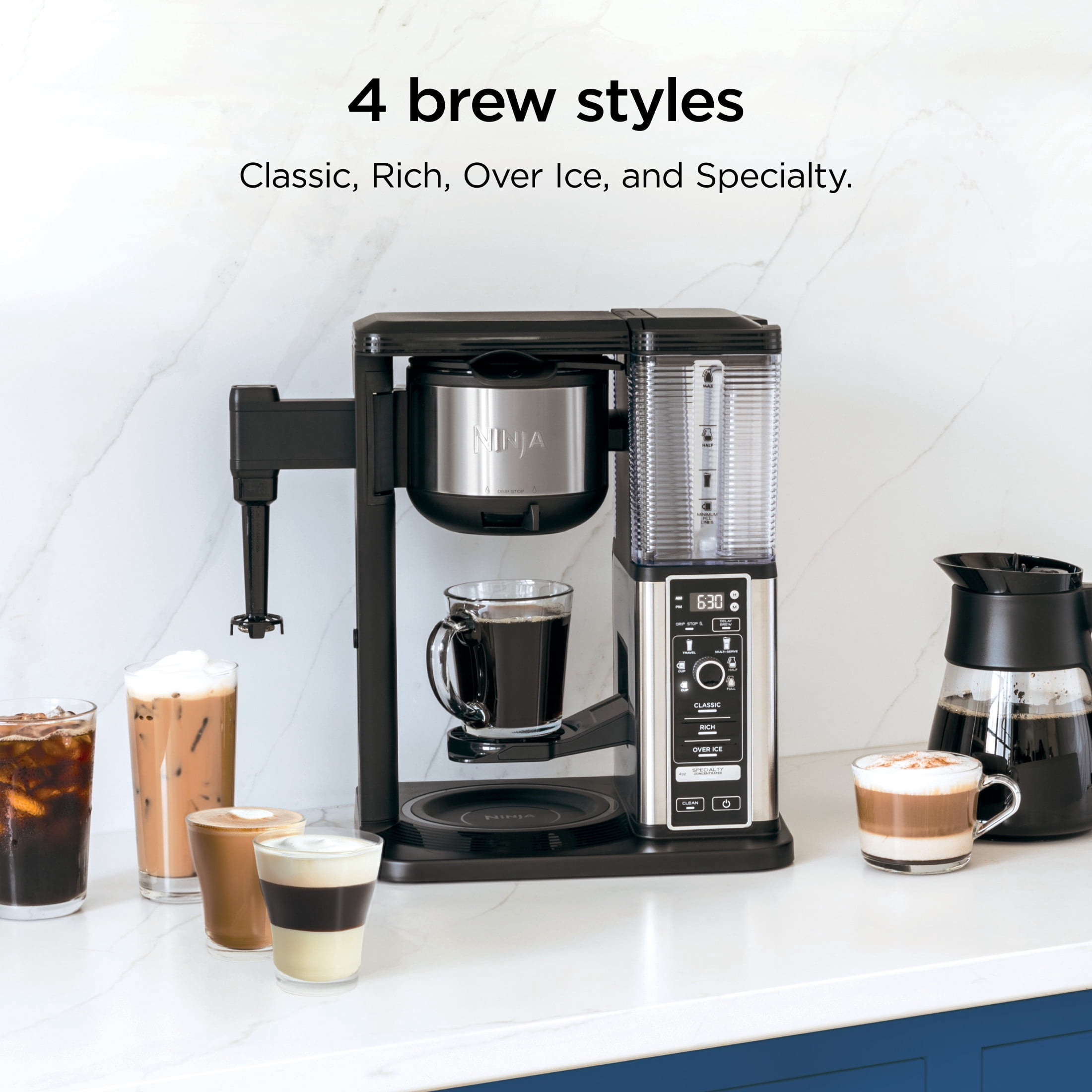 Ninja Specialty Coffee Maker, 50 Oz. Glass Carafe, 10 Cups, Milk