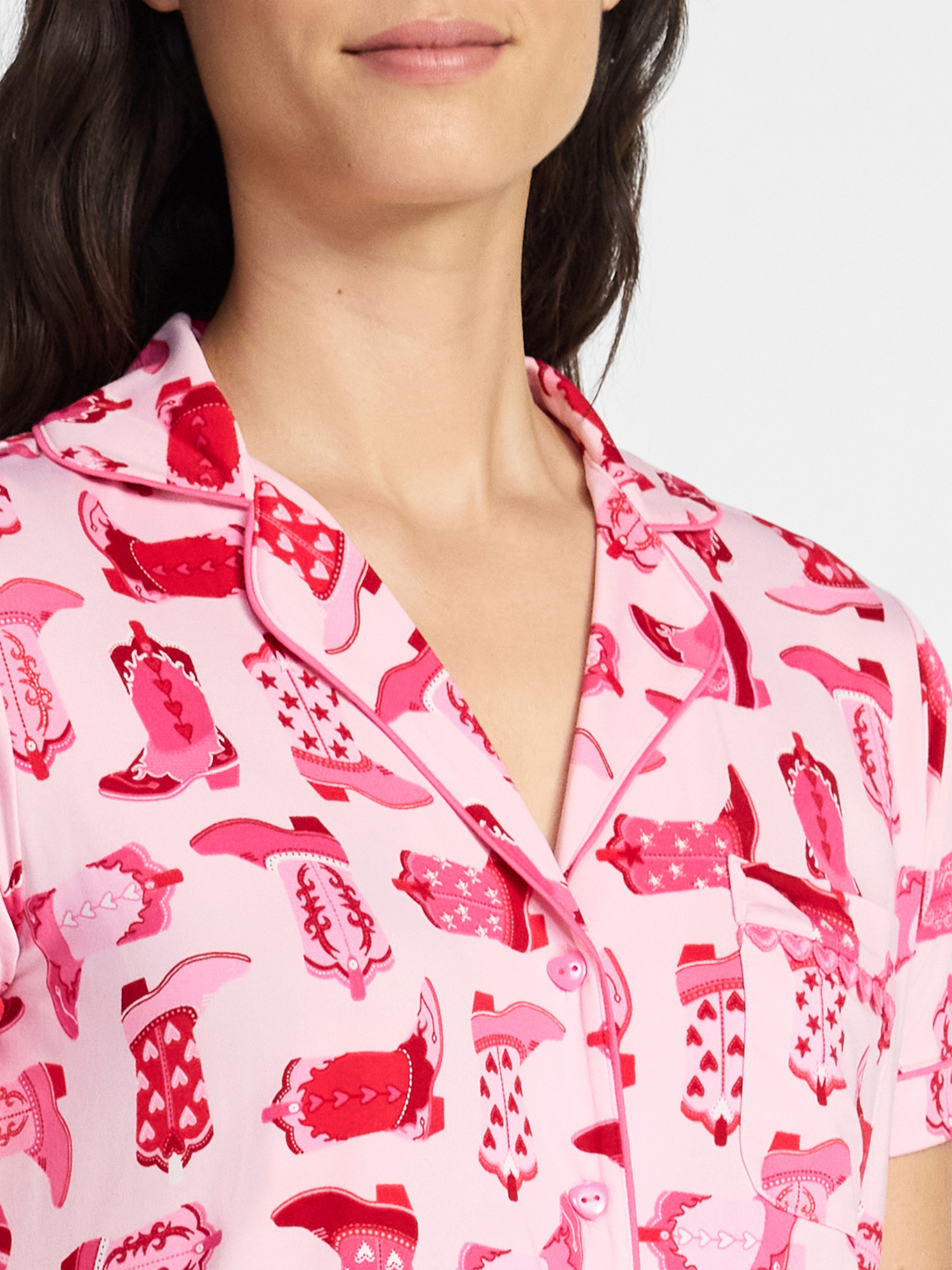 Valentine's Day Women's Knit Notch Collar Top and Shorts Pajama Set from Way to Celebrate, 2-Piece, Sizes XS-3X