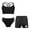 Black-C, variant on YONGHS Girls 3 Piece Swimsuits Bathing Suit Sports Crop Top Briefs Swim Trunks Outfits Swimwear Leaf-C 4