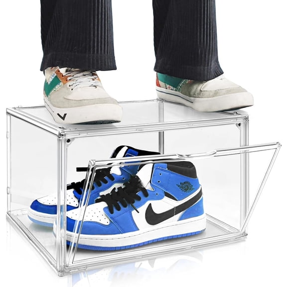 Acrylic Shoe Boxes Sneaker Storage for Sneakerheads Size 13 Clear Plastic Stackable Boot Shoe Collectibles Display Case