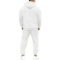 thumbnail image 5 of Men's Fall/Winter Hooded Sports Set, for Casual Training and Cold Weather Activities,White,L, 5 of 7