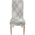 thumbnail image 5 of Plaid Brown Gray and White Dining Chair Covers Set of 6 Stretch Chair Slipcovers Universal Removable Washable Chair Seat Covers Protector for Living Room,Kitchen,Hotel, 5 of 5