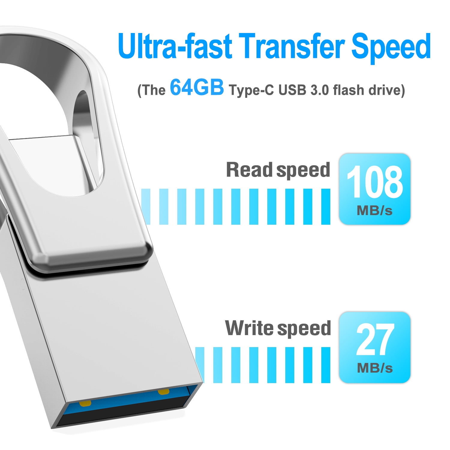 USB C Flash Drive 64 GB for Android Phones OTG Photo Stick External Storage TOPESEL Swivel USB 3.0 Thumb Drive Silver