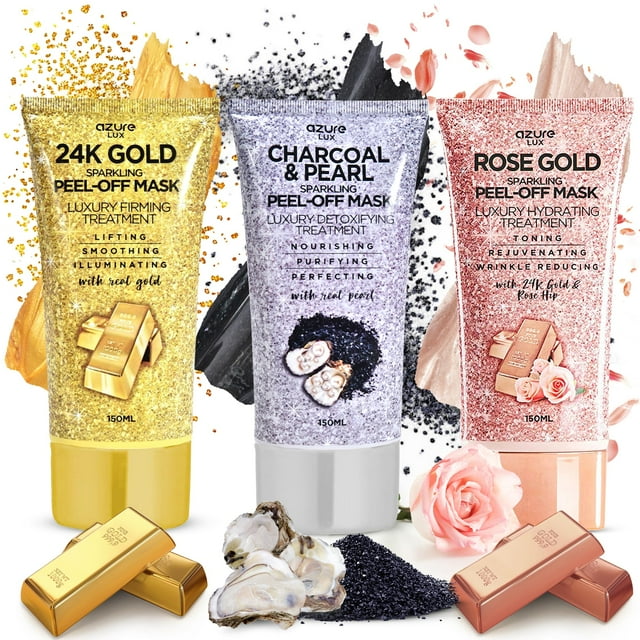 Paquete de mascarillas despegables Azure Rose Gold de 150 ml y oro de 24 quilates
