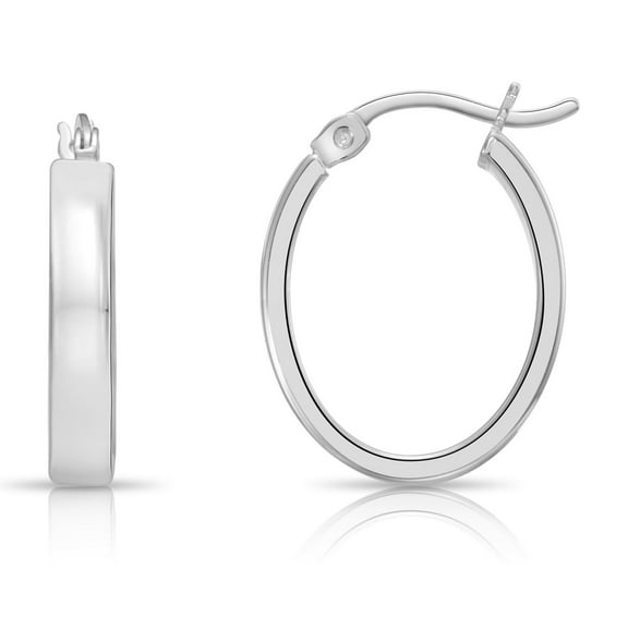 Tilo Jewelry 925 Sterling Silver Polished Oval Hoop Earrings (20mm) for Women & Unisex