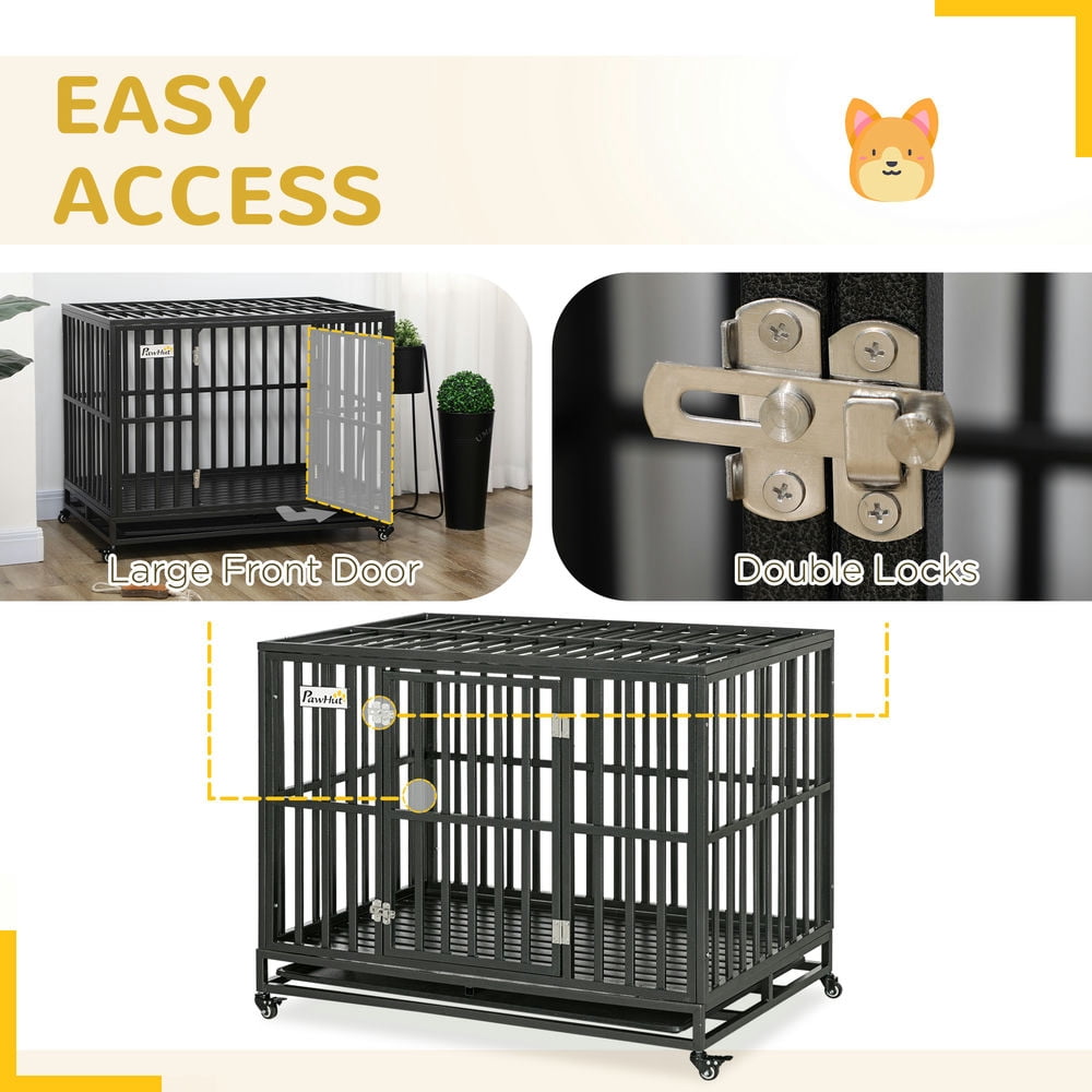 Barara King 44'' Strong Pet Dog Crate Mobility Cage w/ Playpen Metal & Removeable Tray