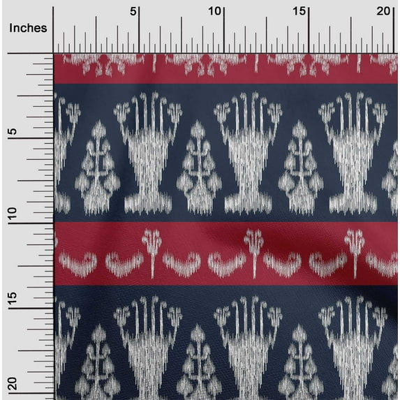 oneOone Organic Cotton Voile Fabric Ethnic Ikat Print Fabric BTY 42 Inch Wide
