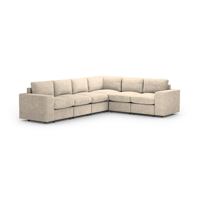 Sala Seccional Modular Esquinera Adapti 6 Plazas Reposabrazo Ancho Beige Ostra