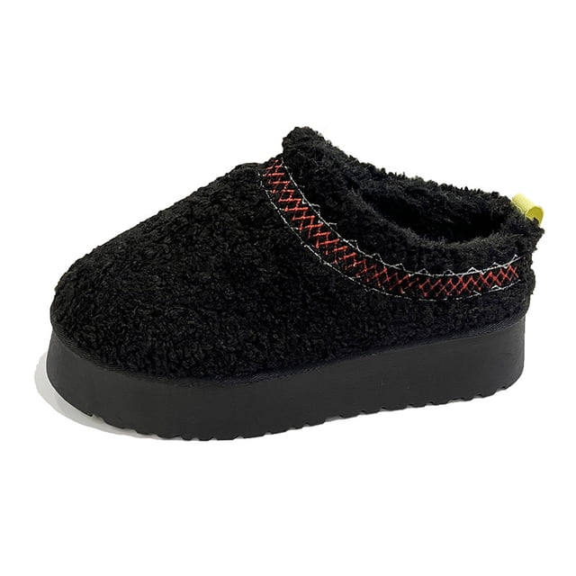 Zapatos de mujer casuales sin cordones de estilo coreano de otoño e invierno con fondo grueso y forro polar, de algodón, cálidos y de media sujeción