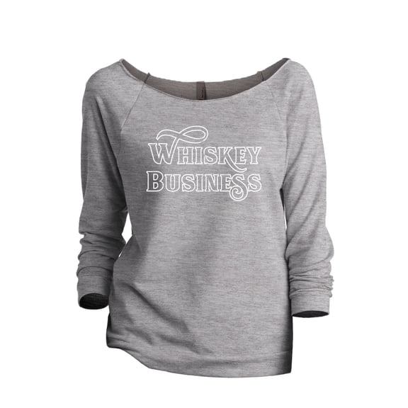 Whiskey Business Women's Fashion Slouchy 3/4 Sleeves Raglan Lightweight Sweatshirt Sport Grey 2X-Large