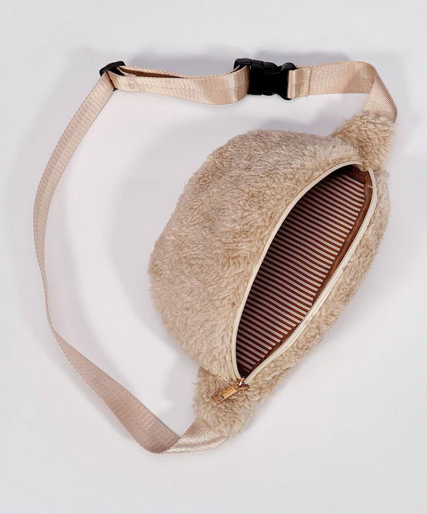 Municipal Fuzzy Crossbody Bag for Women Fanny Packs for Women Trendy Sling Purse Handbag Shoulder Bag for Travel Walk Winter