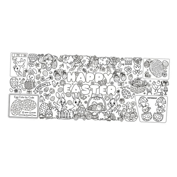 Póster para colorear de Pascua para niños, de papel para dibujar, manualidades, suministros para fiestas, mantel para colorear, para taller