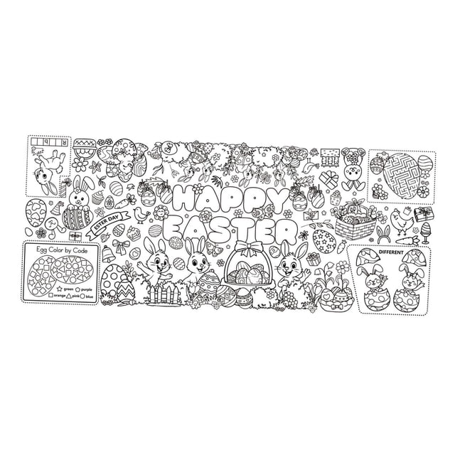 Póster para colorear de Pascua para niños, de papel para dibujar, manualidades, suministros para fiestas, mantel para colorear, para taller