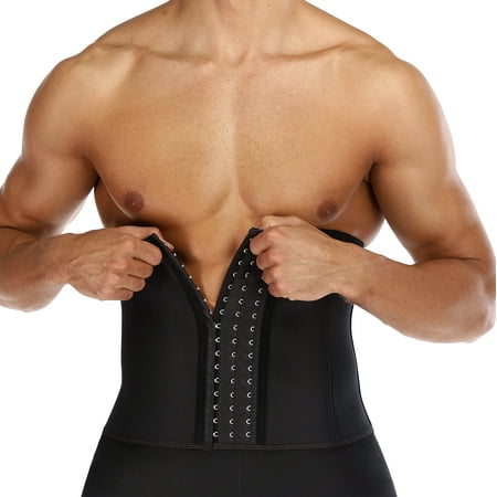

KUMAYES Waist Trainer Belt for Men Weight Loss Fitness Fat Burner Trimmer Band Back Support Workout Body Shaper