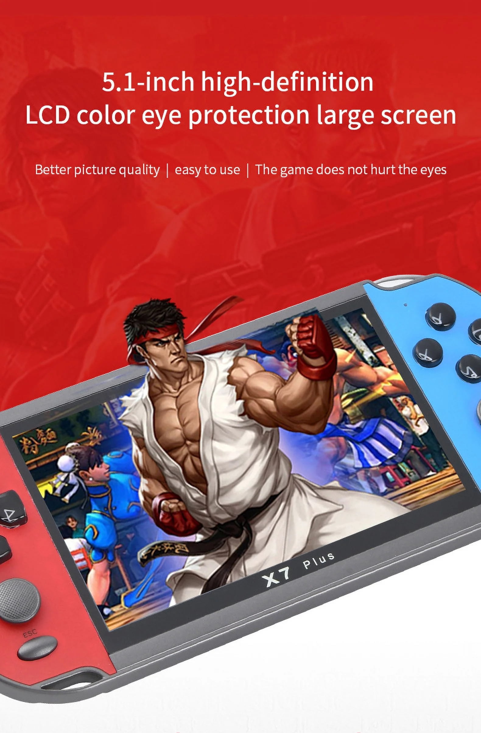 X7Plus 4.3Inch HD Screen Portable Audio Video Player Classic Play Built-in15000+ Games