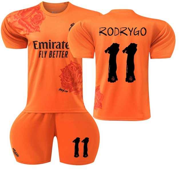 Boys Girls MBAPPE 10# VINI JR.7# KROOS 8# RODRYGO 11# Kids Football Jersey Suit