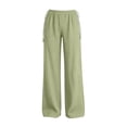 thumbnail image 3 of Loose Pants for Women Linen New Wide Leg Pants for Women Elastic Waist Textured Long Trousers with Tassel Drawstring Loose Fist Casual Pants with Pockets, 3 of 6