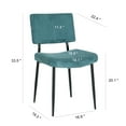 thumbnail image 2 of 2Pcs 4Pcs/Set Modern Turquoise Simple Dining Chair Fabric Upholstered Chairs Home Bedroom Stool Back Dressing Chair Black Metal Legs(set Of 2), 2 of 11