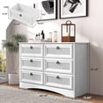 thumbnail image 5 of HUJAUU Dresser for Bedroom, Rattan 6 Drawer Dresser, Wide Chest of Drawers for Living Room, Closet, Hallway, Nursery, White, 5 of 8