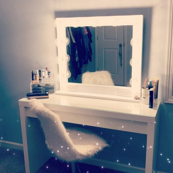 WHITE 32 X 28, Hollywood Style Lighted Vanity Makeup Mirror