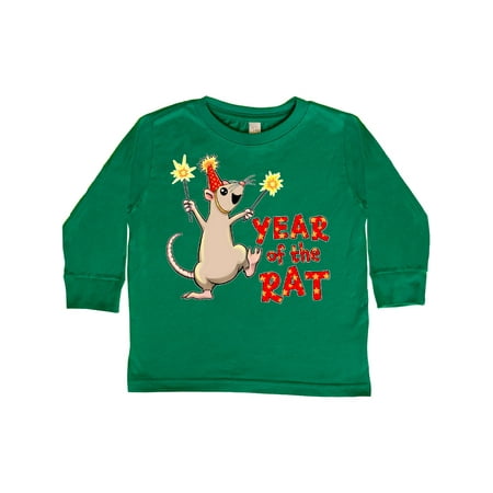 

Inktastic Year of the Rat with Sparklers in Red Party Hat Gift Toddler Boy or Toddler Girl Long Sleeve T-Shirt