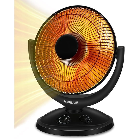 Space Heater, 65° Oscillating Heat Dish with Thermostat and Time, 2 Modes Radiant Dish Heater with Tip-Over and Overheating Protection, Radiant Heaters for Indoor Use, 800W