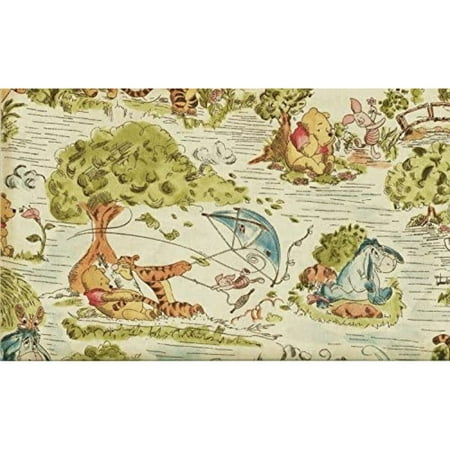 

1 Yard Poohs Blustery Day in The Park! on Tan Cotton Fabric - Pooh Eeyore Piglet & Tigger (Great for a Quilt Back Quilting Sewing Craft Projects Throw Pillows & More) 1 Yard X 44 Wide