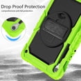 thumbnail image 7 of Dteck for Samsung Galaxy Tab S9 Case 11 Inch 2023 (SM-X710/X716B/X718U), Heavy Duty Shockproof Screen Protector Hard Rugged Cover with Kickstand, Crossbody Shoulder Strap, S Pen Holder,Green, 7 of 7