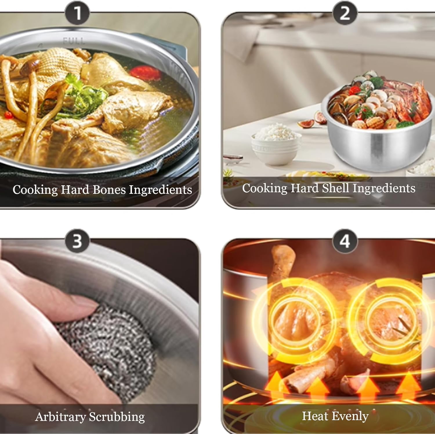 6 Qt stainless steel inner pot, compatible with Instant Pot 6-Qt inner pot, comes with a silicone pot lid and two sealing rings