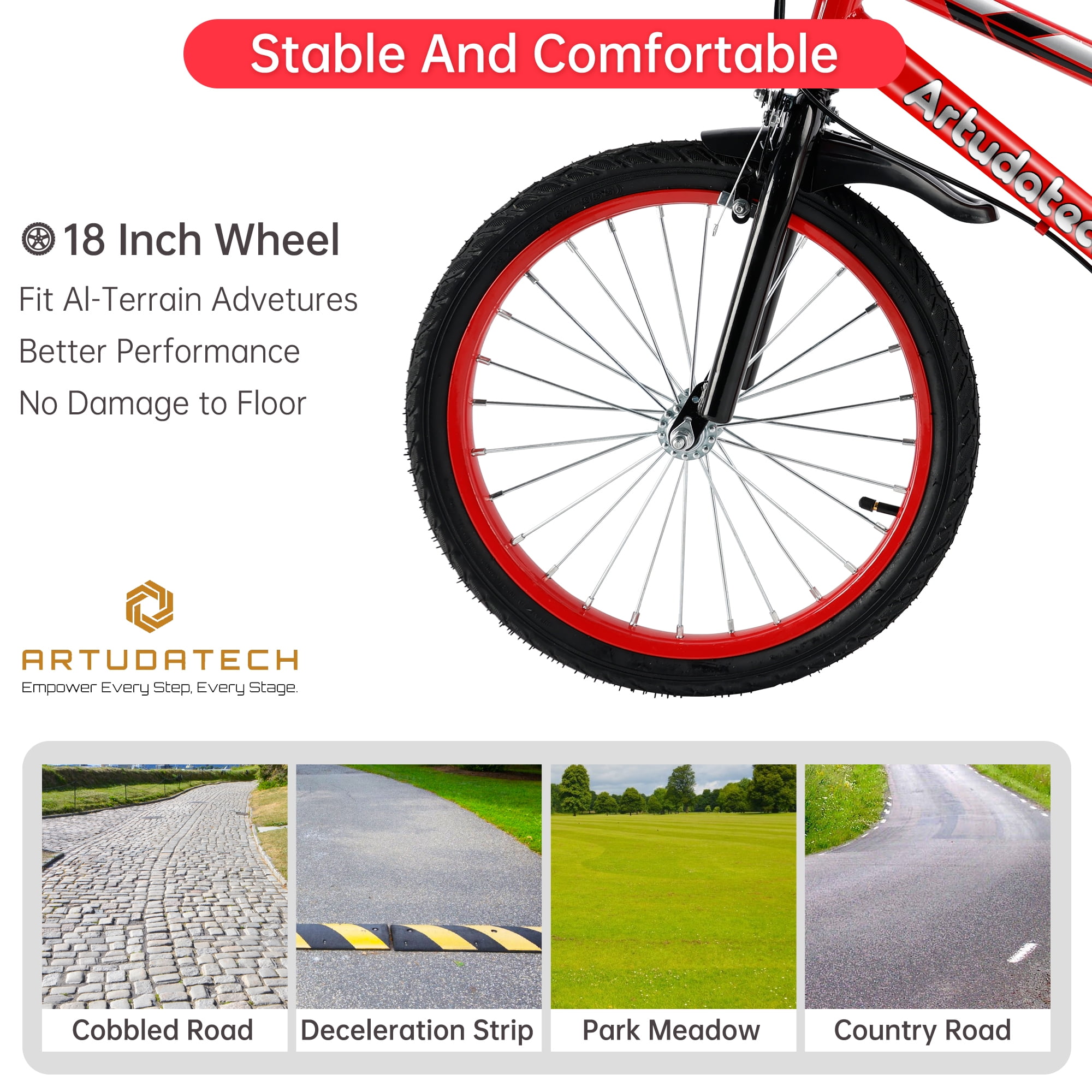 ARTUDATECH 14/16/18 Inch Kids Bike for Ages 3-10 Years Old Boys Girls, Kid's Bikes with Training Wheels, Basket, Dual Brake, Children Bicycle for Kids and Toddler Beginners, Pink/Red