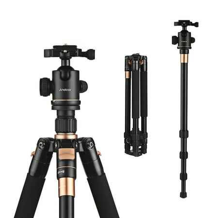 Andoer 62inch Lightweight Travel Aluminum Alloy Tripod Monopod with 360° Ball Head/ Carry Bag for Canon Nikon Sony DSLR (Best Lightweight Travel Monopod)