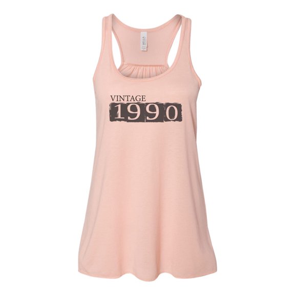 "Vintage 1990, 30th Birthday, Born In 1990, Soft Bella Canvas, Sublimation, 30 Years Old, 30 Tank, Gift For Her, Racerback, Birthday Gift, Peach, SMALL"