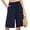 C1-Navy Blue, variant on Women's High Waisted Bermuda Shorts, Casual Summer Linen Feel Wide Leg Lounge Shorts with Pockets Drawstring Light Khaki Shorts, Size L