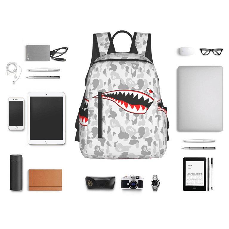 White Grey Bape Shake Camo Lightweight Backpack for Kids Adult College Business Travel Casual Bag Student Bookbag Walmart