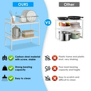 YEERSWAG® Expandable Under Sink Organizer,2 Tier Adjustable Under Sink Storage Rack with Removable PP Panels,Carbon Steel Kitchen Bathroom Cabinet Organizer Multi-purpose Countertop Storage Shelf