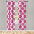 thumbnail image 3 of Ambesonne Abstract Curtains, Round Bubbles Polka Dots, Pair of 28"x84", Pink Fuchsia, 3 of 5