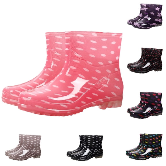 Short Rain Boots for Women Waterproof Wide Calf Garden Ankle Rain Boots Lightweight Anti Slipping Rubber Shoes for Outdoor, 37