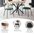 thumbnail image 6 of Stackable Dining Chairs Set of 4, Small Modern Kitchen Chair With Solid Wood Back, Space Saving Fabric Chairs For Apartment, Living Room, Bedroom, Green, 6 of 9