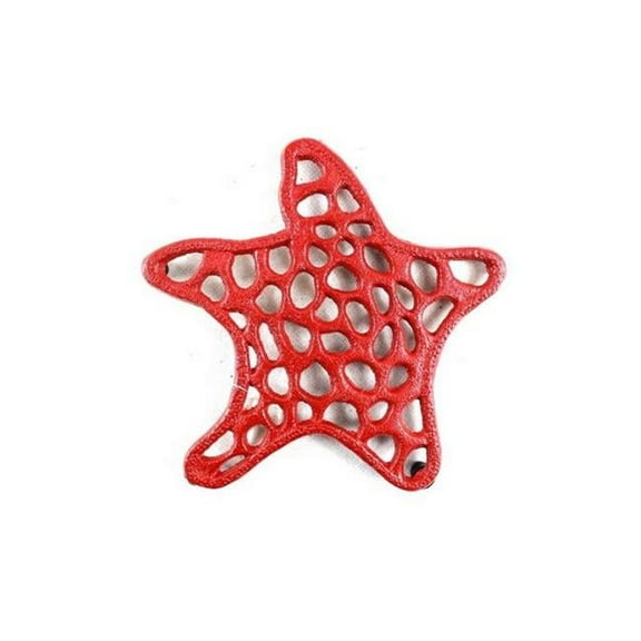 Handcrafted Decor K-0056-red Rustic Red Cast Iron Starfish Trivet, 7 in.