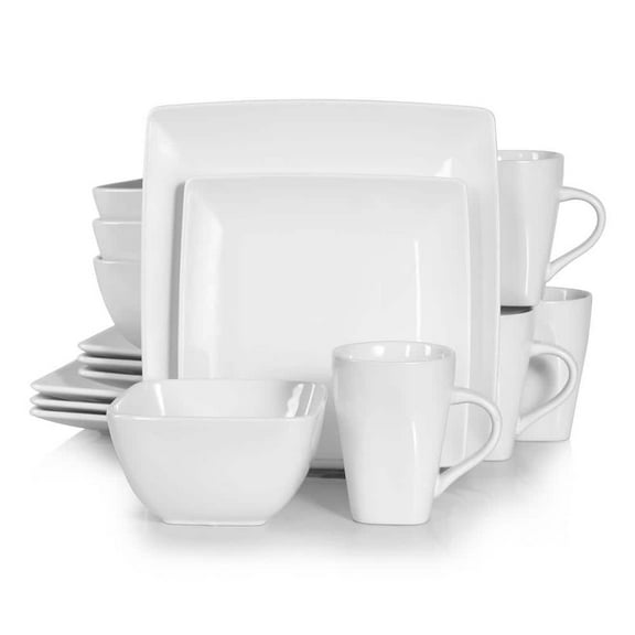 Soho 16-Piece Porcelain White Dinnerware Sets, Service for 4