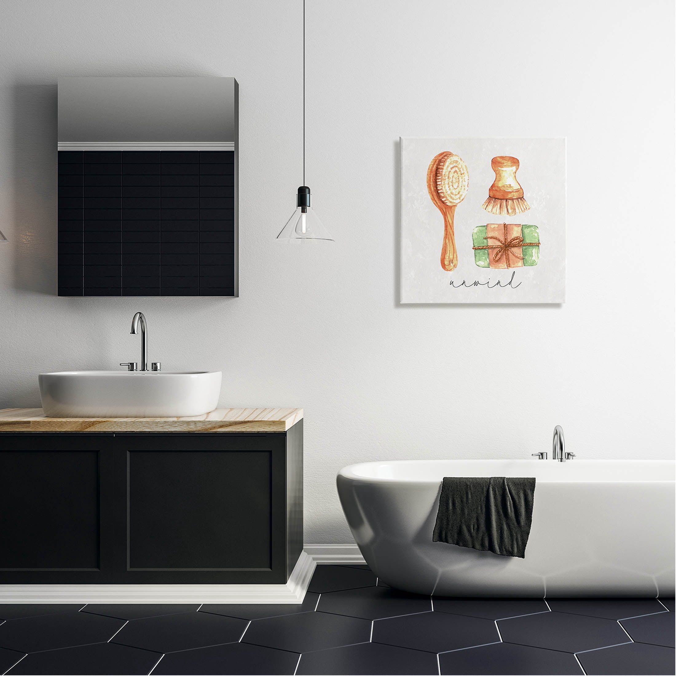 Stupell Industries Unwind Phrase Bath Spa Graphic Art Gallery Wrapped Canvas Print Wall Art, Design by ND Art