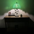 thumbnail image 2 of Tiffany Table Lamp Green Leaves Stained Glass Iron Metal Leaves Bronze Base Included LED Bulb for Living Room Dining Room Bedroom Bedside 12"W*12"D*22"H, 2 of 5