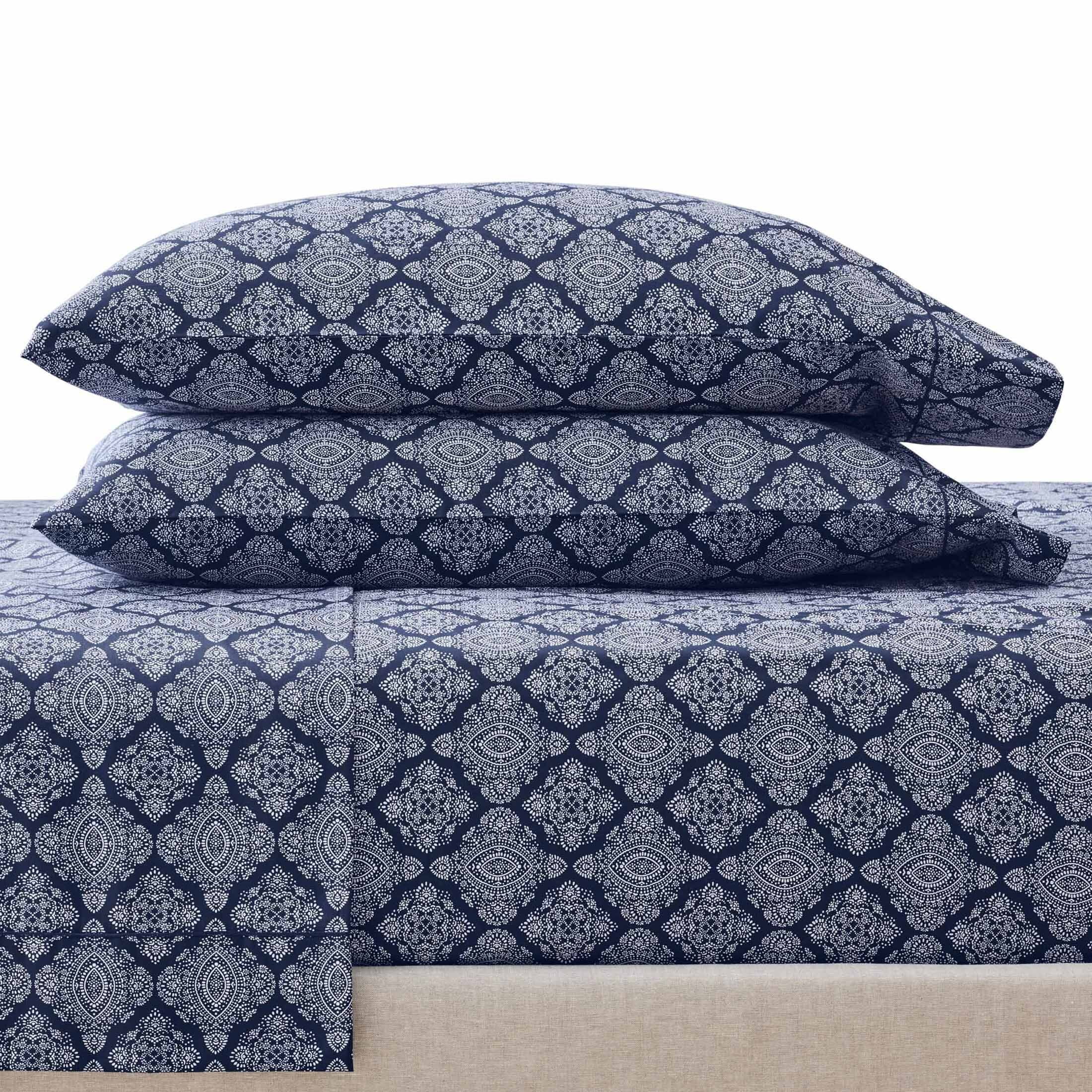 Better Homes & Gardens 2-Piece 400 Thread Count Navy Ogee Performance HYGROCOTTON® Pillowcase Set, King