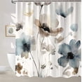 thumbnail image 4 of Boho Floral Extra Long Shower Curtain, Cream Tan Beige Blue Grey White Watercolor Flower Fabric Shower Curtains Set for Bathroom Decoration with Hooks 72 X 84 inch Cute Farmhouse Bath Decor, 4 of 6