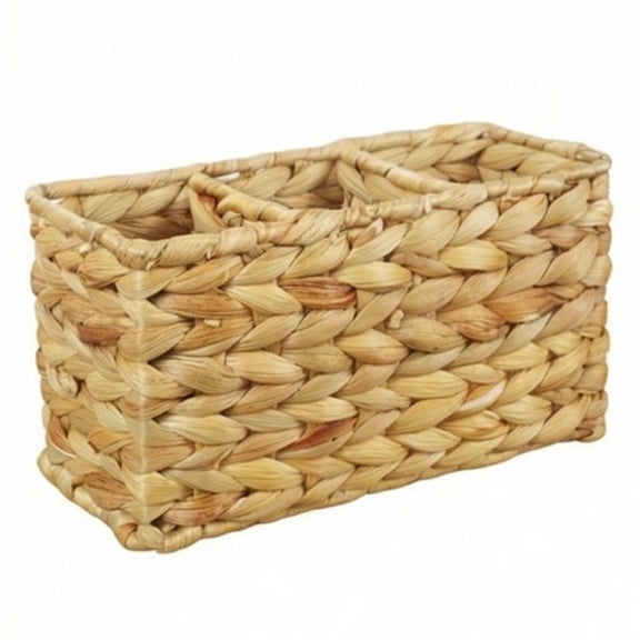 Woven Three Compartment Storage Basket, Rattan Storage Basket, Multifunctional Home Organizer for Living Room Bedroom Kitchen, 23 x 10 x 13 cm
