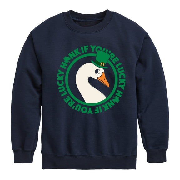 Instant Message - St. Patrick's Day Honk If Lucky - Toddler & Youth Crewneck Fleece Sweatshirt
